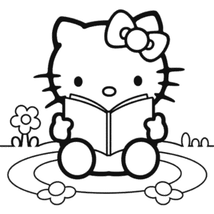 Kleurplaat Hello Kitty Leest