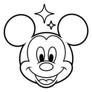 Kleurplaat Hoofd van Mickey Mouse