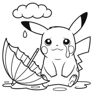 Kleurplaat Huilende Pikachu