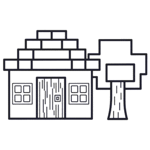 Kleurplaat Huis Minecraft