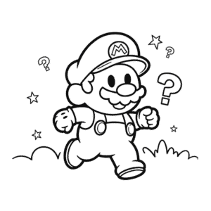 Kleurplaat Kawaii Mario