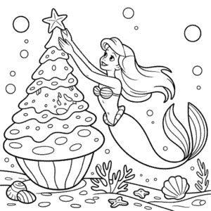 Kleurplaat Kerst Ariel