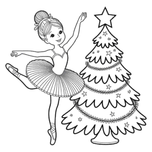 Kleurplaat Kerst Ballerina