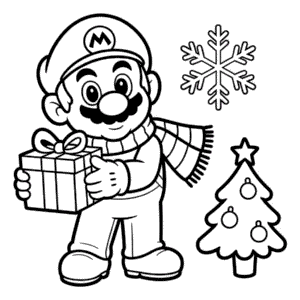 Kleurplaat Kerst Mario