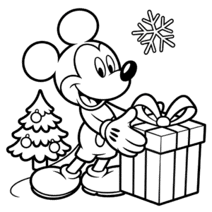 Kleurplaat Kerst Mickey Mouse