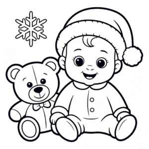Kleurplaat Kerstbaby