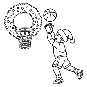 Kleurplaat Kerstbasketbal