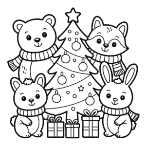 Kleurplaat Kerstdieren