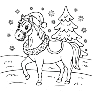 Kleurplaat Kerstpaard
