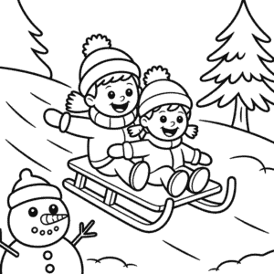 Kleurplaat Kinderwinter