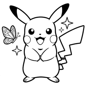 Kleurplaat Lachende Pikachu