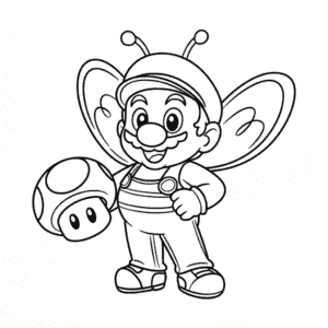 Kleurplaat Mario met vleugels