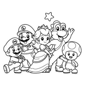 Kleurplaat Mario-personages