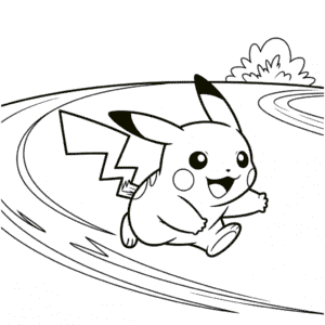 Kleurplaat Rennende Pikachu