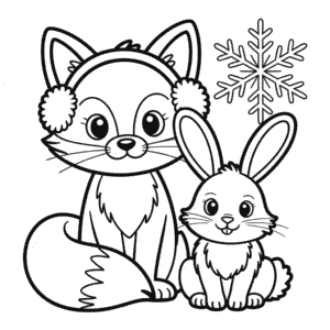 Kleurplaat Schattig Winterdier