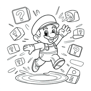 Kleurplaat Super Mario Springt