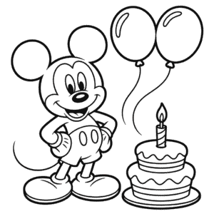Kleurplaat Verjaardag van Mickey Mouse
