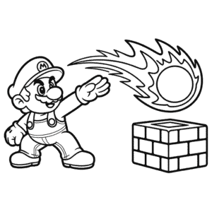 Kleurplaat Vuur Mario
