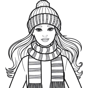 Kleurplaat Winter Barbie