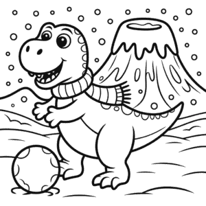 Kleurplaat Winter Dinosaurus