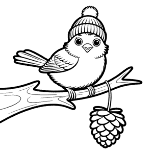 Kleurplaat Winter Vogel