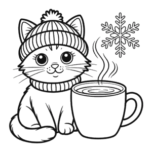 Kleurplaat Winterkat