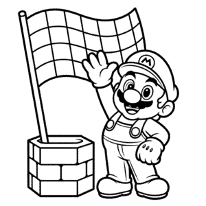 Kleurplaat Zwart en Wit Mario