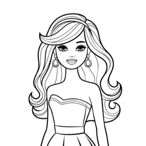 Kleurplaat Barbie Pop
