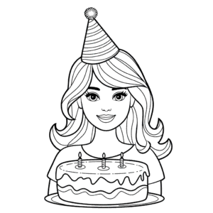 Kleurplaat Barbie Verjaardag