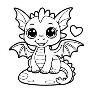 Kleurplaat Chibi Draak