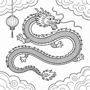 Kleurplaat Chinese Draak