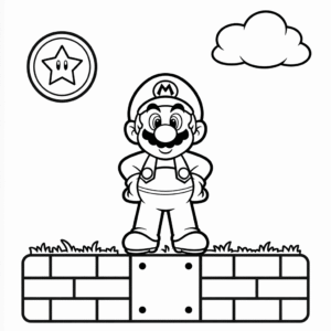 Kleurplaat Eenvoudige Mario