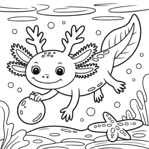 Kleurplaat Kerst Axolotl