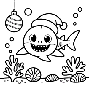 Kleurplaat Kerst Baby Haai
