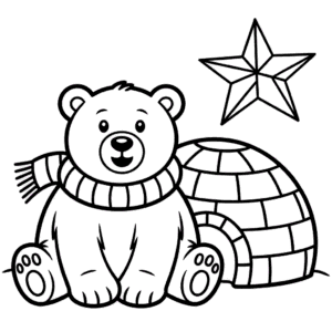 Kleurplaat Kerst Ijsbeer