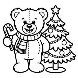 Kleurplaat Kerstbeer