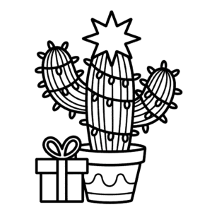 Kleurplaat Kerstcactus