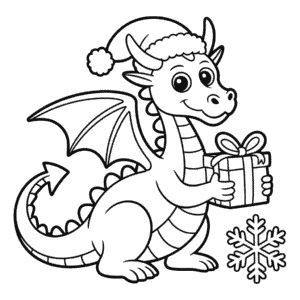 Kleurplaat Kerstdraak