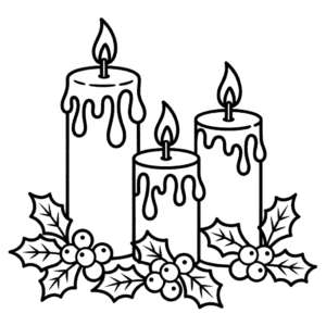 Kleurplaat Kerstkaarsen