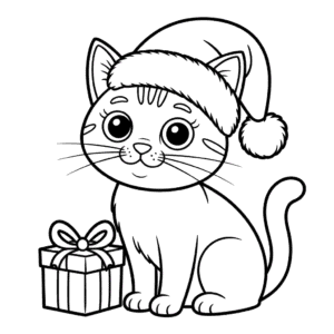 Kleurplaat Kerstkat