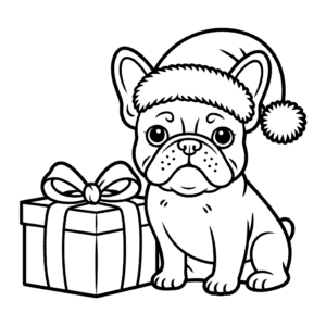 Kleurplaat Kerstmis Franse Bulldog