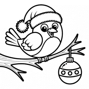 Kleurplaat Kerstvogel
