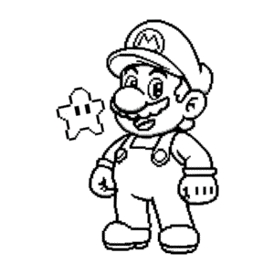 Kleurplaat Mario Pixel