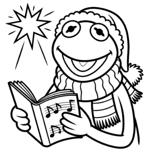 Kleurplaat Muppet Zingend Kerstlied