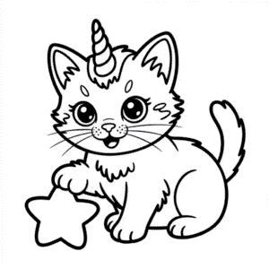 Kleurplaat Schattige Eenhoorn Kitty