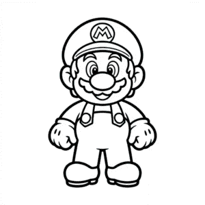 Kleurplaat Schattige Mario
