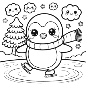 Kleurplaat Winter Cartoon