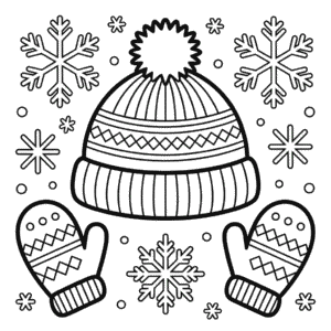 Kleurplaat Winter Muts