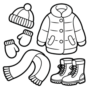 Kleurplaat Winterkleding